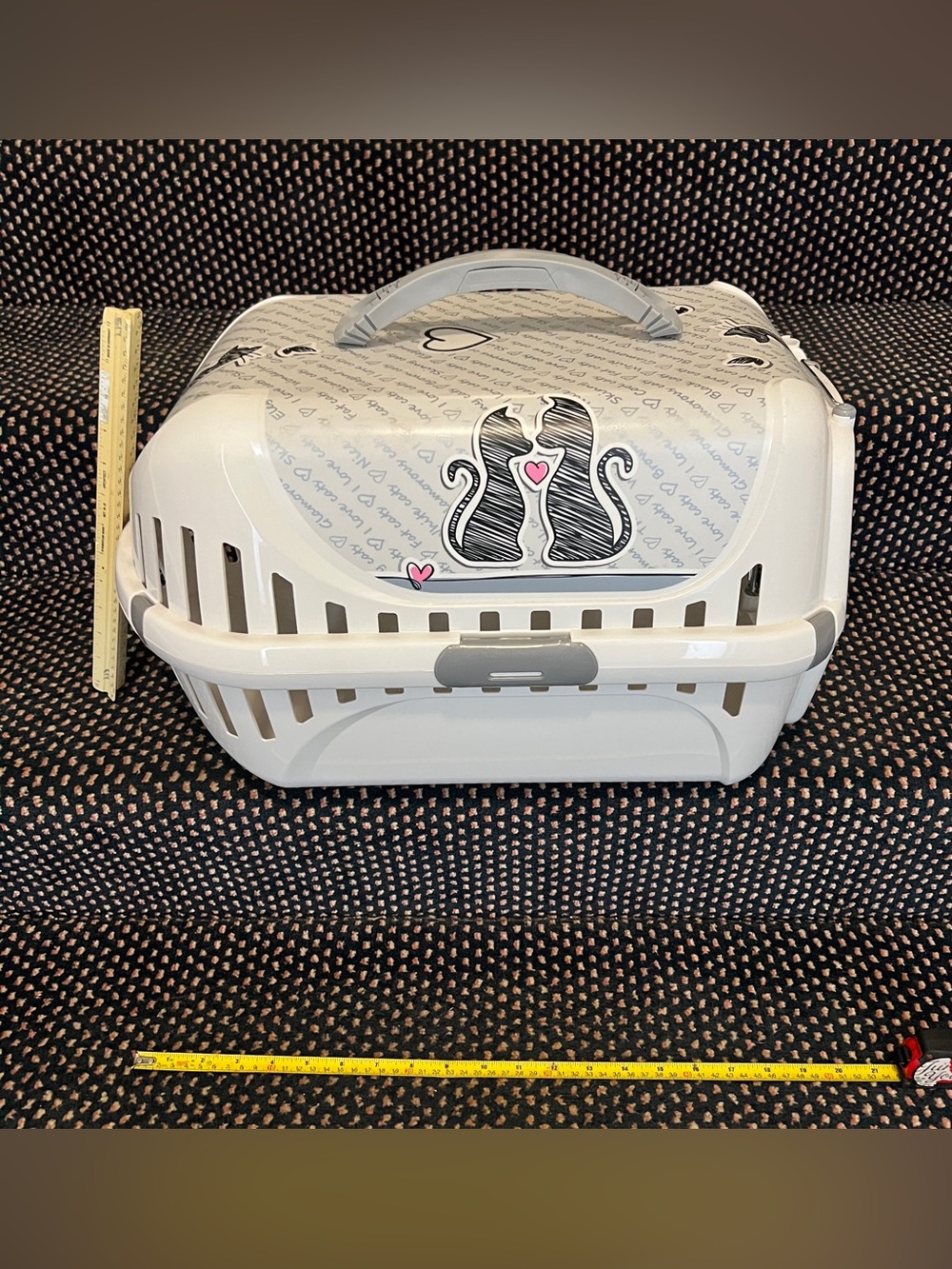 Never used! Small Pet Cat Dog Carrier 20x12x12 Moderna “Cats in Love” Runner NWT - Picture 9 of 10